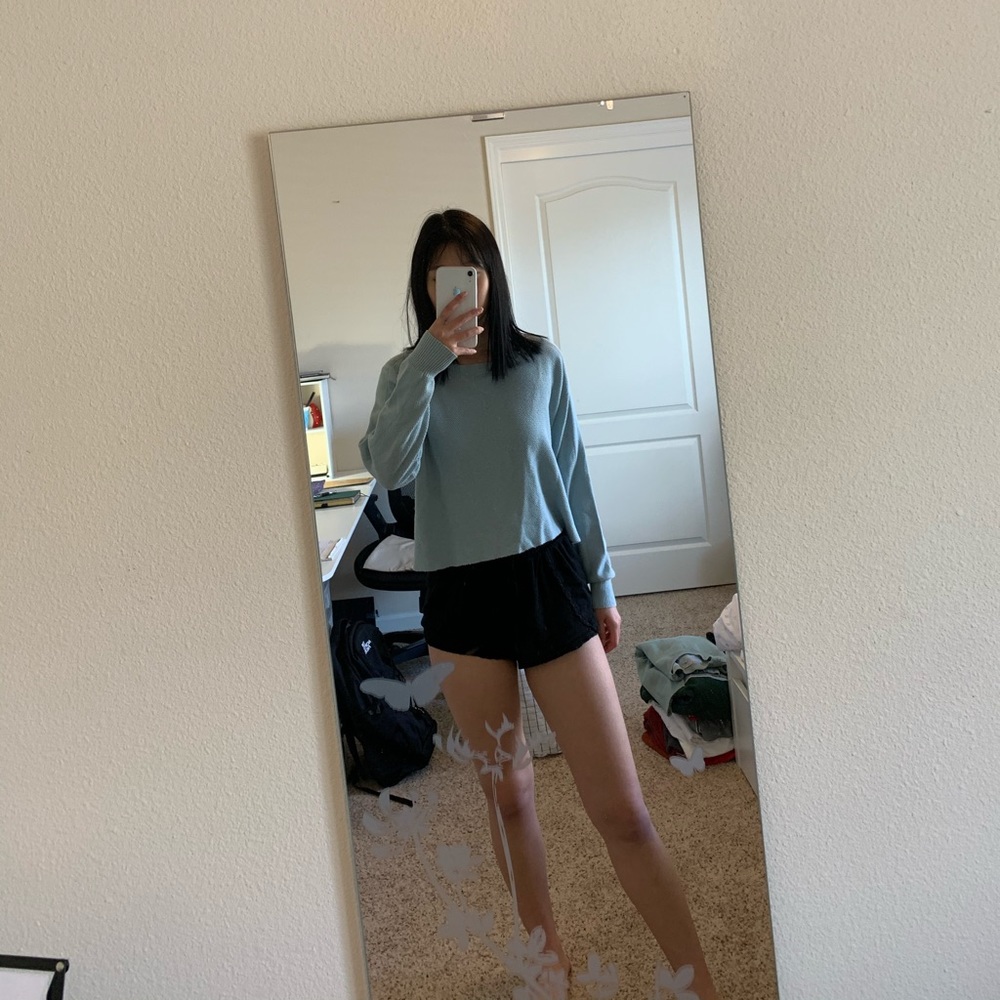 dusty blue crop long sleeve